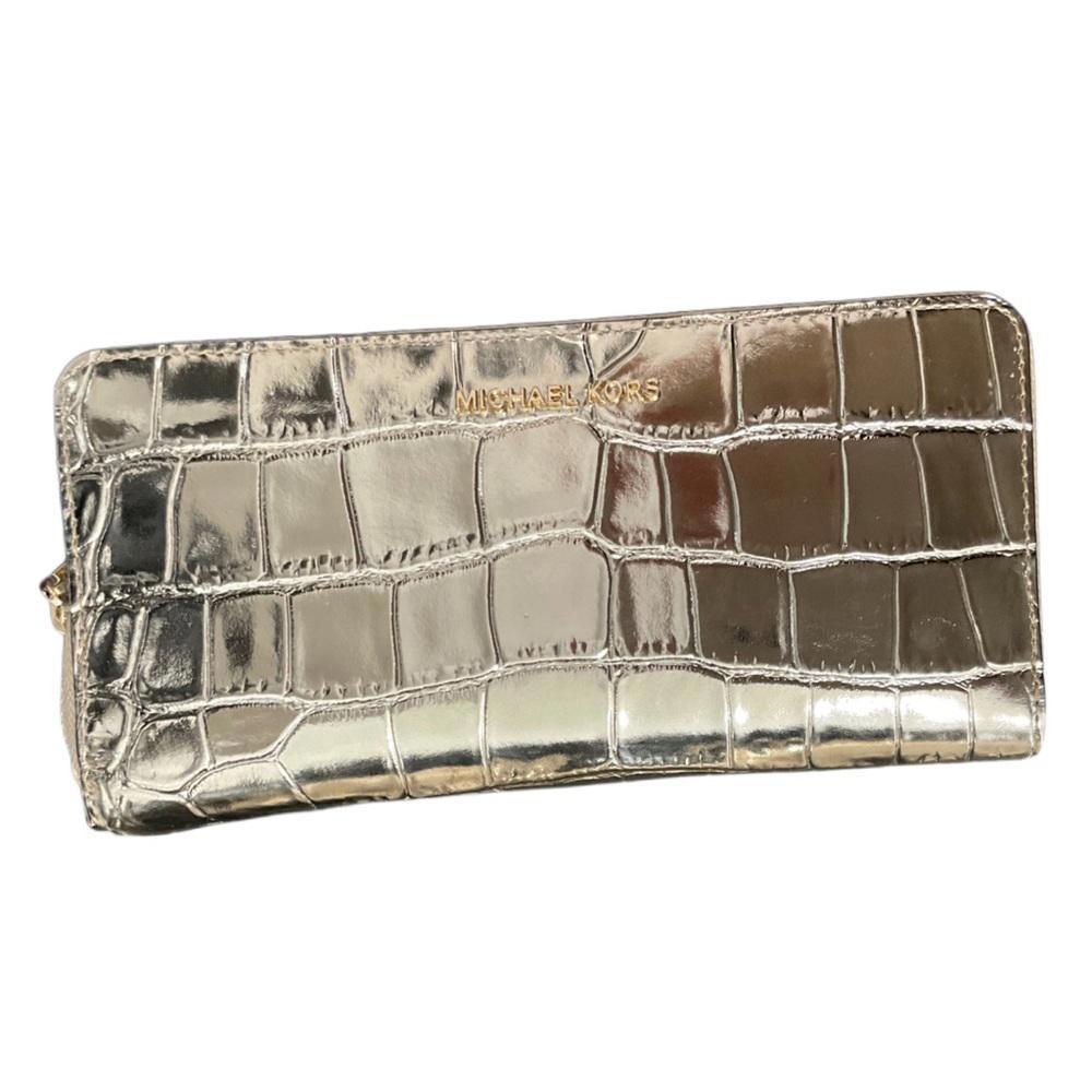 Michael Michael Kors Gold Croc-Embossed Wallet